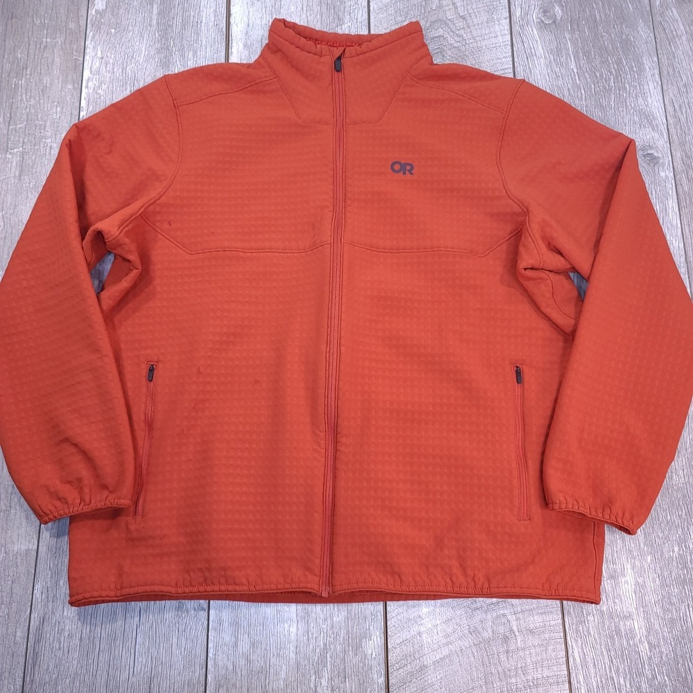 Outdoor Research Jacket Mens XXL 2XL Orange Vigor Plus Fleece Grid Full Zip